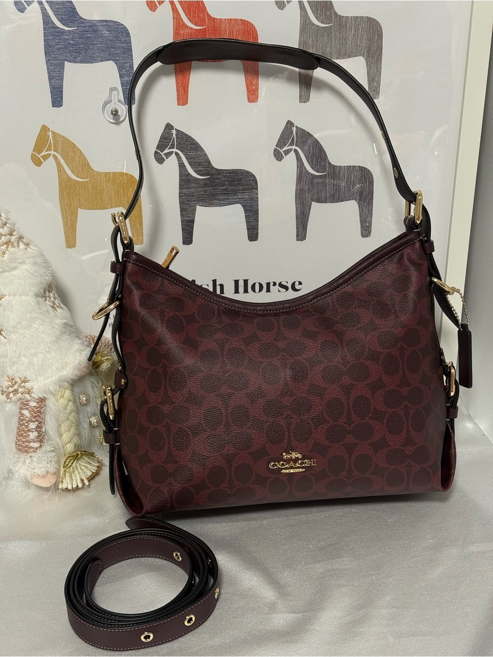 Coach Laurel Shoulder Bag With Buckles In Signature Canvas